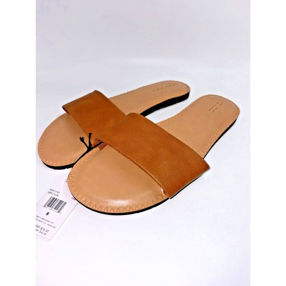 Volcom Simple Slide Sandal - Tan- Sz 9 - NEW Summer Comfort